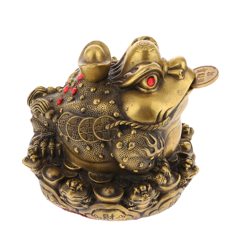 Feng Shui Toad Money LUCKY Fortune Wealth Chinese Golden Frog Toad Coin Home Office Decoration Tabletop Ornaments Gifts