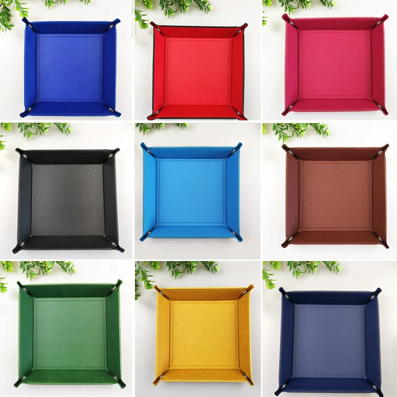 

Creative PU Leather Valet Trinket Folding Tray Collapsible Phone Key Wallet Coin Desktop Storage Sundries Box Bins Accessories