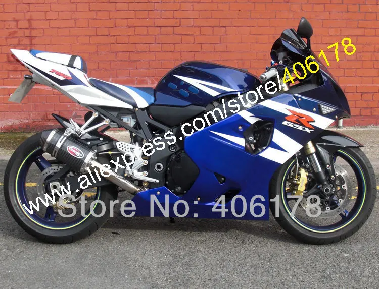 Для GSXR 600 750 K4 2004 2005 GSXR600 GSXR750 04 05 R600 R750 сине-белые двигатель обтекатель набор(литья под давлением