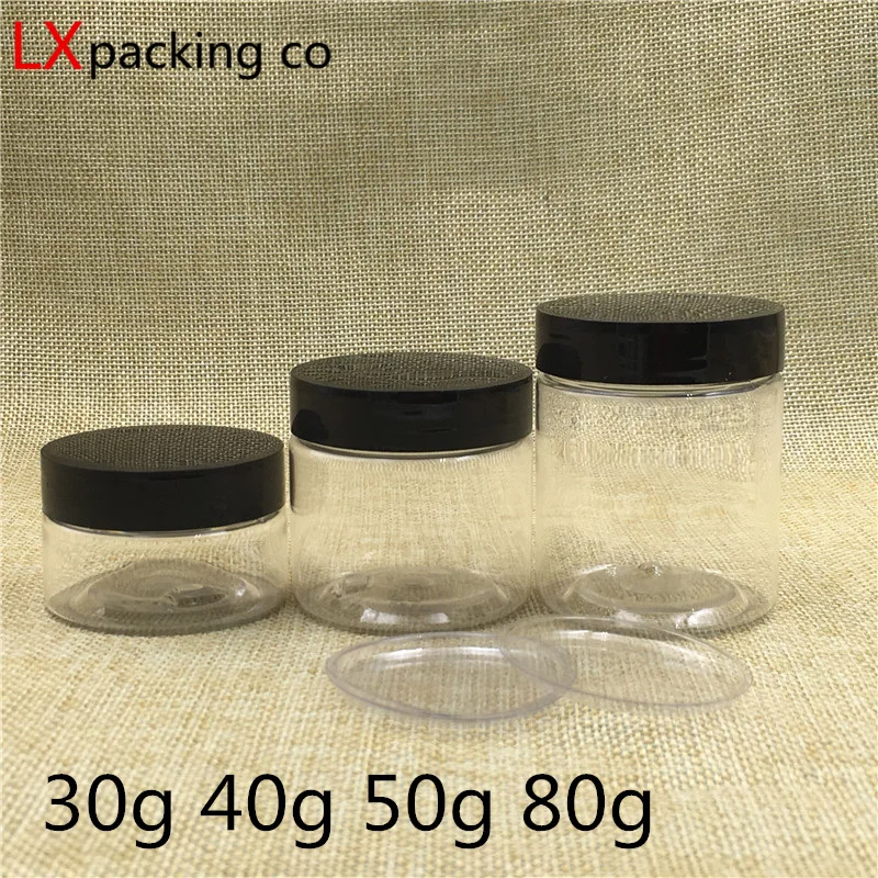 

30 Pcs 40 50 80 G Transparent Plastic Pet Jars For Cosmetics Spices Storage Butter Cream Sample Cans Small Containers