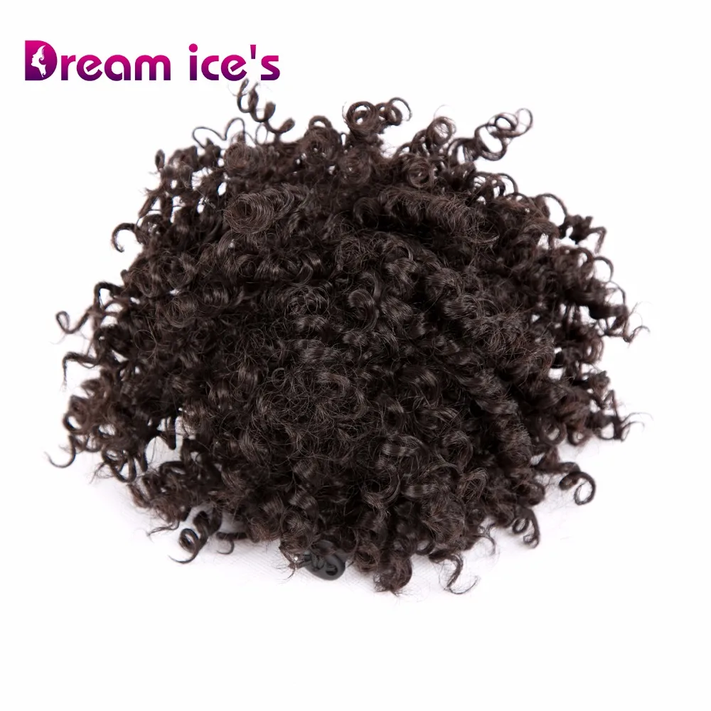 

8Inch Afro Short Kinky Curly Wrap Drawstring Puff Ponytail Bun Extension Synthetic Hair Afro Bun Drawstring Ponytail Hairpiece
