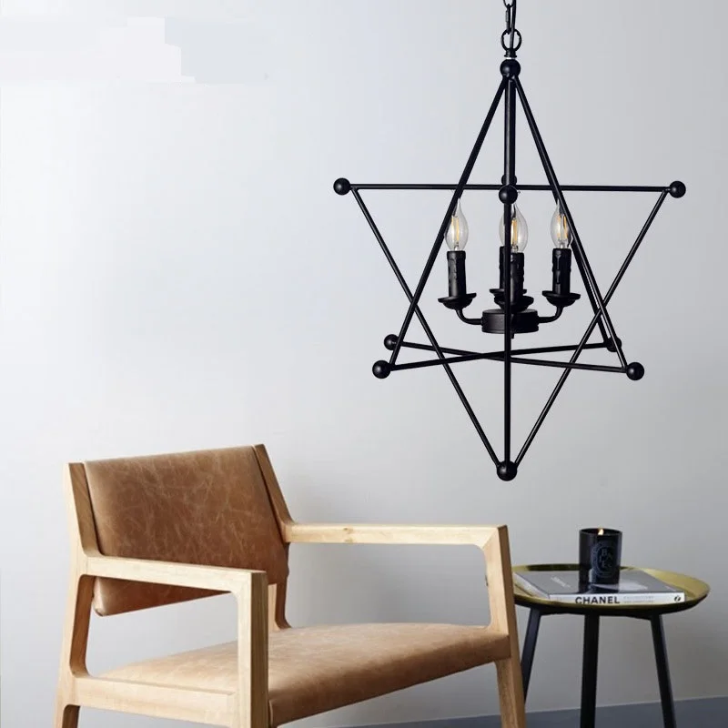 

American country Pendant Lights iron candlestick Vintage room coffee shop clothing store lighting lamp personality ZA GY28