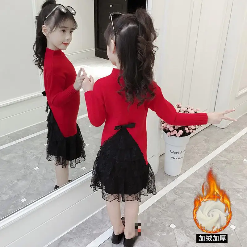 

Girl Dress 2018 New Fashion Christmas Sweater Dress Winter Warm Knit Kids Dresses For Girls 4 5 6 7 8 9 10 11 12 13 Y Kerst Jurk