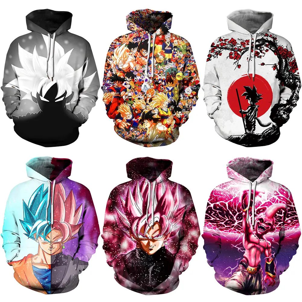 

2019 Cartoon Skull Dragon Ball Son Goku Naruto Printed Women Jacket Hooded Femme Sweatshirt Casual Loose Men Pocket Hoodies Coat