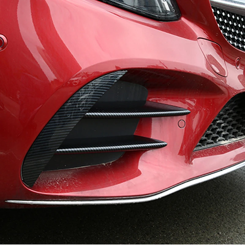 Автомобильные наклейки из углеродного волокна для Mercedes W205, C-CLASS, модифицированный передний бампер, противотуманный светильник, аксессуары для ножей