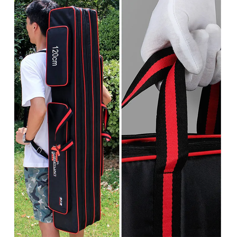  2/3 Layer Fishing Bag Fishing Rod Carrier Oxford Fishing Pole Tools 80/90/120cm Waterproof Fishing  - 4000167502489