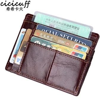 

Ultrathin Genuine Leather Men Wallets Cowhide Coin Purse RFID Small Credit&id Short Billfold Male Purse Business Card Holders