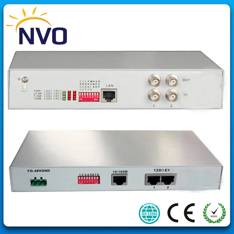 

2FE Ethernet to E1 Converter,10/100 adaptive, VLAN, Desktop, AC220V or 48V Power Supply (optional),Euro Charger