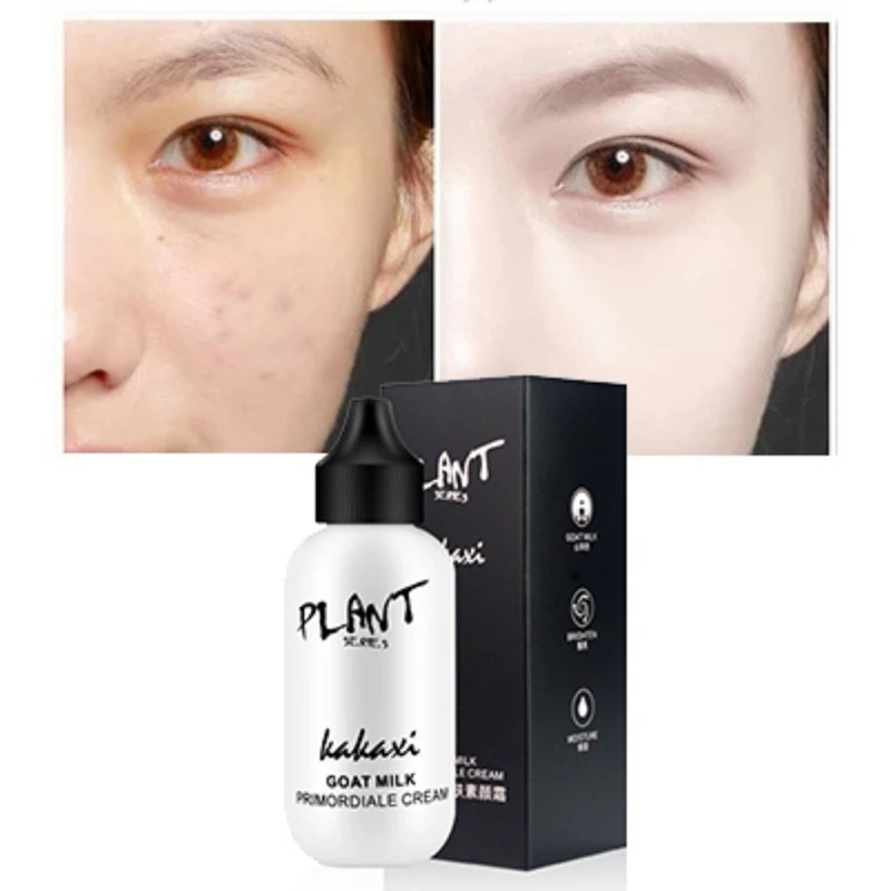 

Goat Milk Revitalizing Full Coverage Lazy Face Foundation Cream Waterproof Professional Makeup Base Brighten Cover Dark Circles
