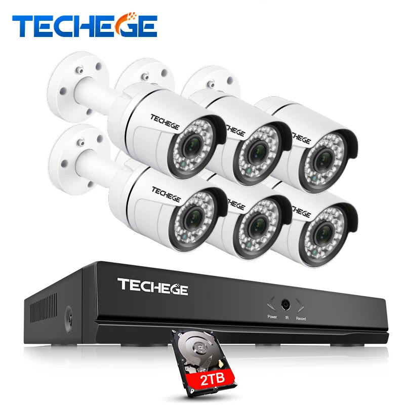 Achat Techege 8CH CCTV Kit de Sécurité 3000TVL IP Caméra 2.0 mégapixels Étanche de Vision Nocturne IR 20 m Onvif P2P Caméra Système vidéo Système