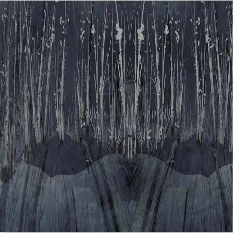 Custom wallpaper tree forest black personality tooling wall decoration waterproof material Custom wallpaper tree forest black personality tooling wall decoration waterproof material