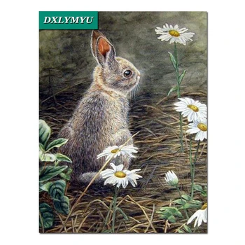 

Diamond embroidery Flowers Rabbit pattern diamond mosaic 5d Diy diamond painting square diamond drill wall stickers crafts