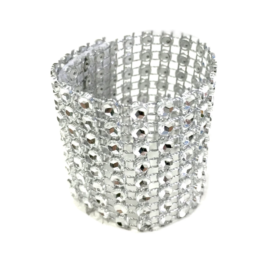 10pcs Pack Gold Silver 8 Rows Diamond Mesh Rhinestone Bow Covers