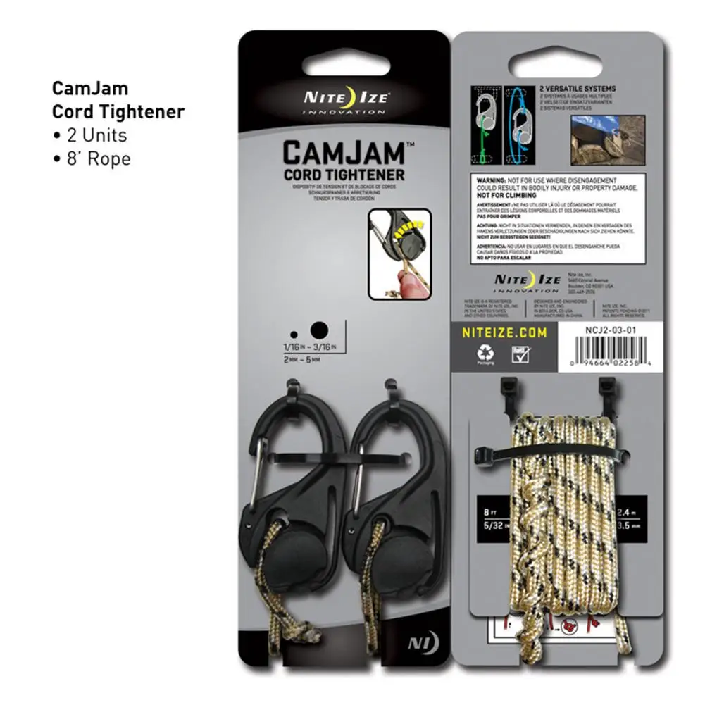 

2PCS Tent Cord Tightener Lightweight Plastic Tie Hook With Carabiner Clip And Cord Climbing And Camping Accessories