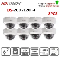 Hikvision Камеры Скрытого видеонаблюдения DS-2CD2120F-I 2,0 МП стационарная купольная IP Камера 1080 P POE CCTV Камера SD карты английская версия 8 шт./лот