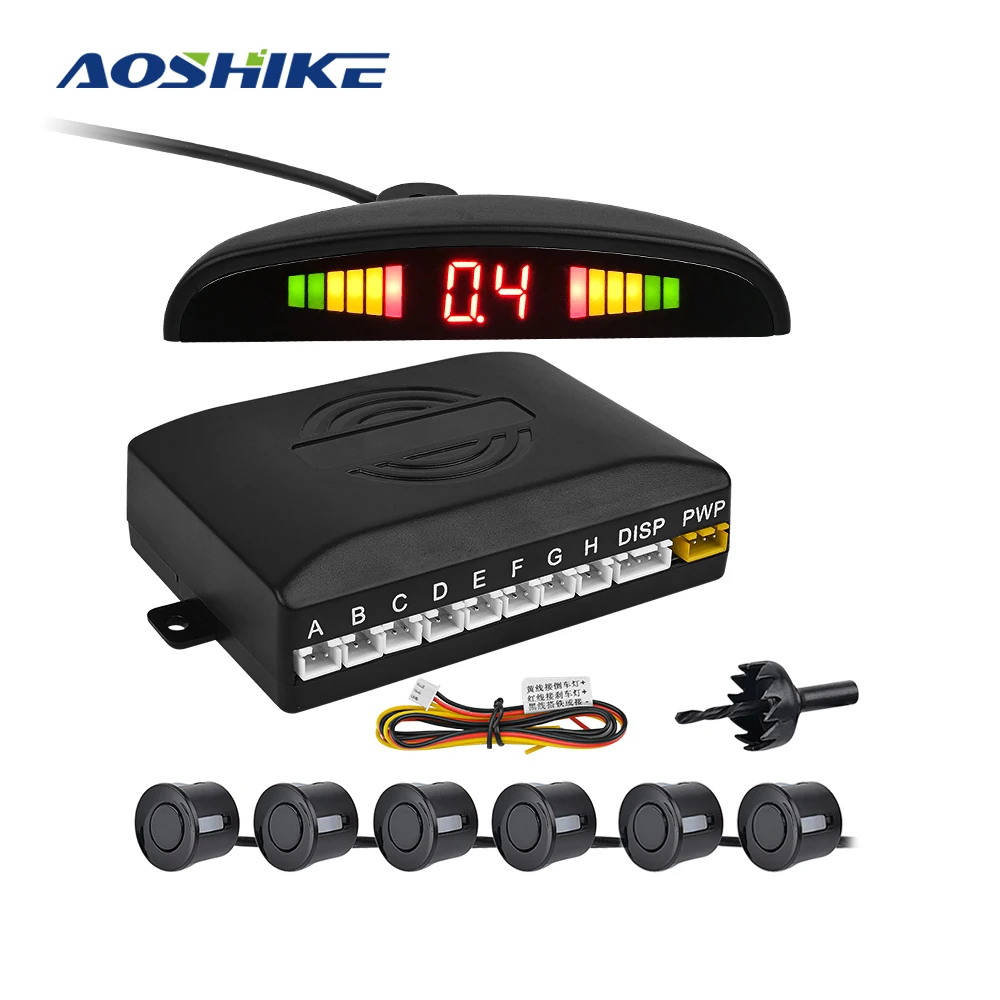 

AOSHIKE Car Auto Parktronic LED Parking Sensor with 6 Sensors Reverse Backup Car Parking Radar Monitor Detector System Display