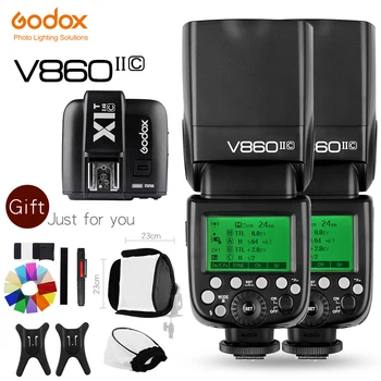 

Free DHL Godox 2xV860II-C V860IIC Speedlite GN60 HSS 1/8000sTTL FlashLight +X1T-C Wireless FlashTriggerTransmitter for CanonCD50