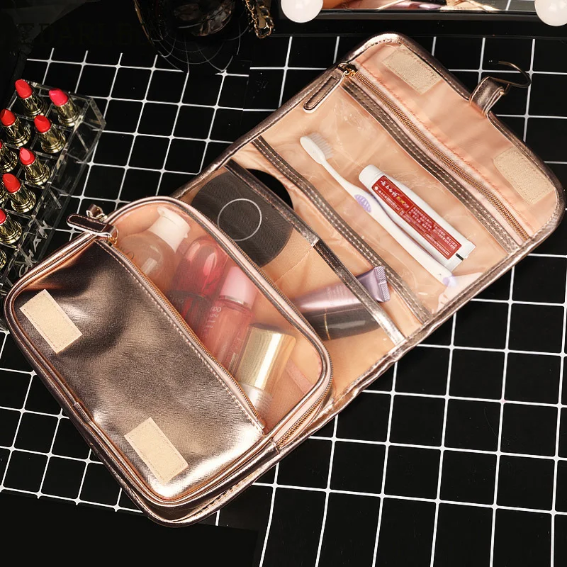 2019 New Women Makeup Bags Waterproof PU Leather Hook Cosmetic Bag Outdoor Travel Multifunction Organizer Hand Wash Bag 2019 New Women Makeup Bags Waterproof PU Leather Hook Cosmetic Bag Outdoor Travel Multifunction Organizer Hand Wash Bag