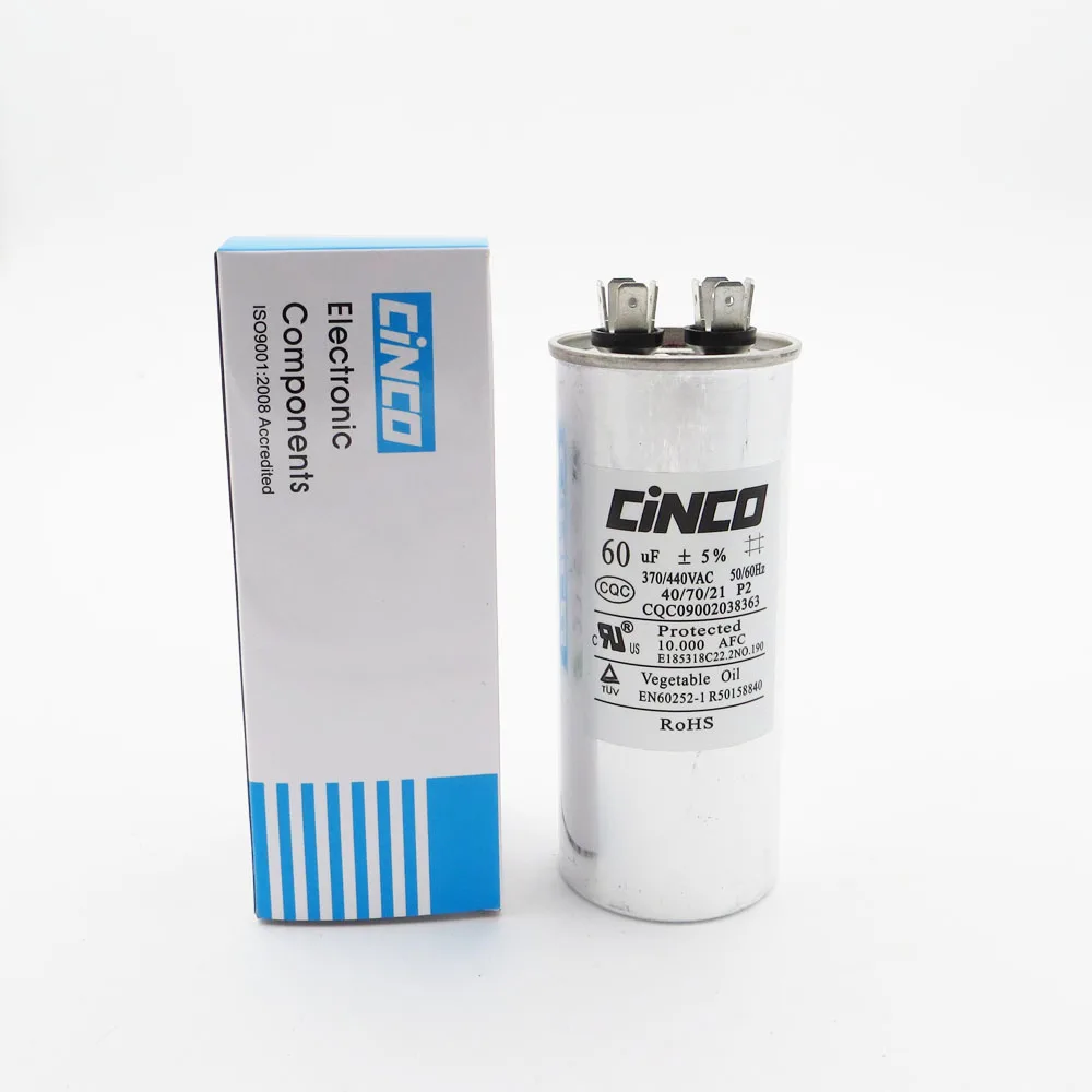 

60 uF 370/440VAC Run Capacitor Air Conditioner Compressor Motor Start CBB65 Aluminum Can P2 CBB65A-1 60 mfd mf 450Volt