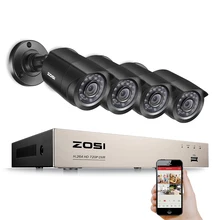 ZOSI 8-Channel HD-TVI 1080N/720P Video Security System DVR recorder with 4x HD 1280TVL Indoor/Outdoor Weatherproof CCTV Cameras