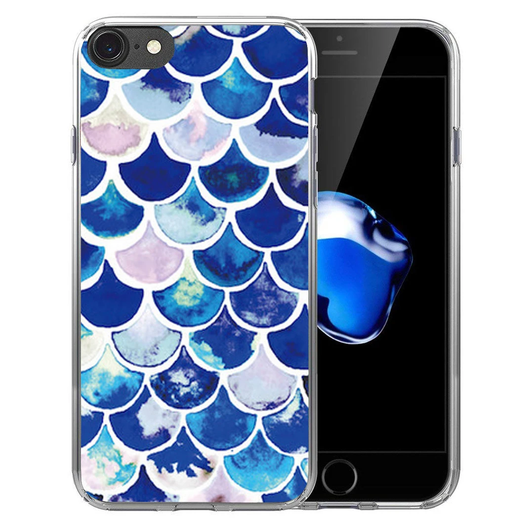 For iPhone X 8 7 7Plus 6 6S Plus 5 5S SE Soft Silicone TPU case Shining Scales Mermaid Bling Rhombic Pattern Clear Coque shell |