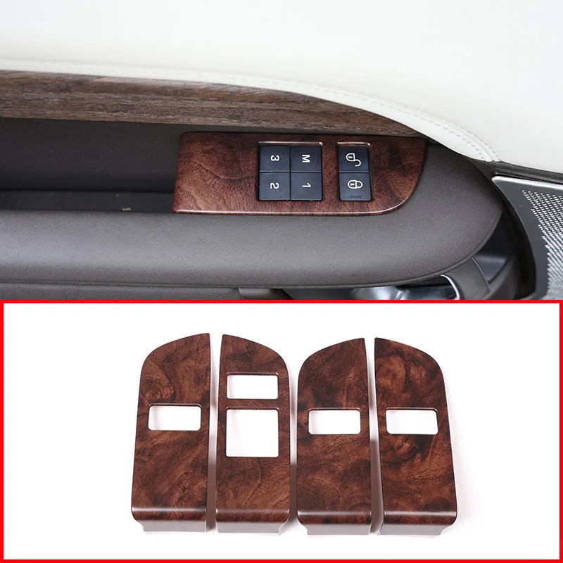 4pcs Rose Wood Grain ABS Car Child Safety Door Lock Switch Button Panel Trim For Land Rover Discovery 5 L462 LR5 2017 2018 LHD | Автомобили