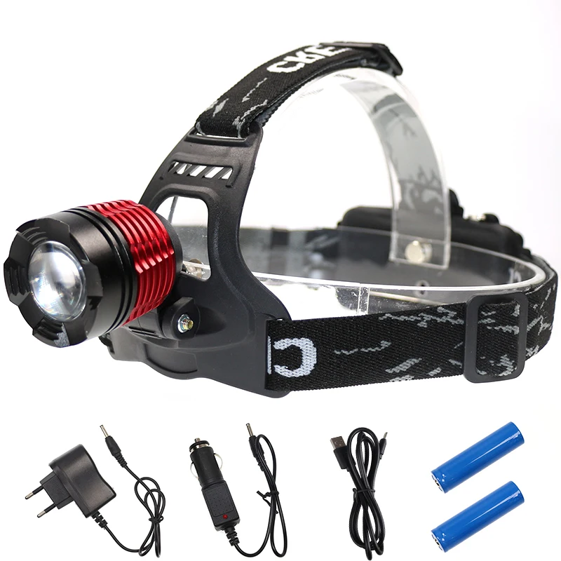

3 Modes Zoom Focus LED Headlights CREE XML T6 LED Head Torch Light Rechargeable Tactical Headlamp Aluminum Alloy LED Headlamp