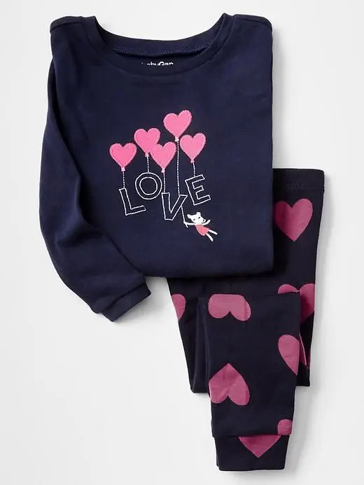 Love Heart Print New Infant Pajamas Kids Cotton Pajamas Girls Pajamas Pyjamas Baby Girl Sleepwear Pijama 2-7Y