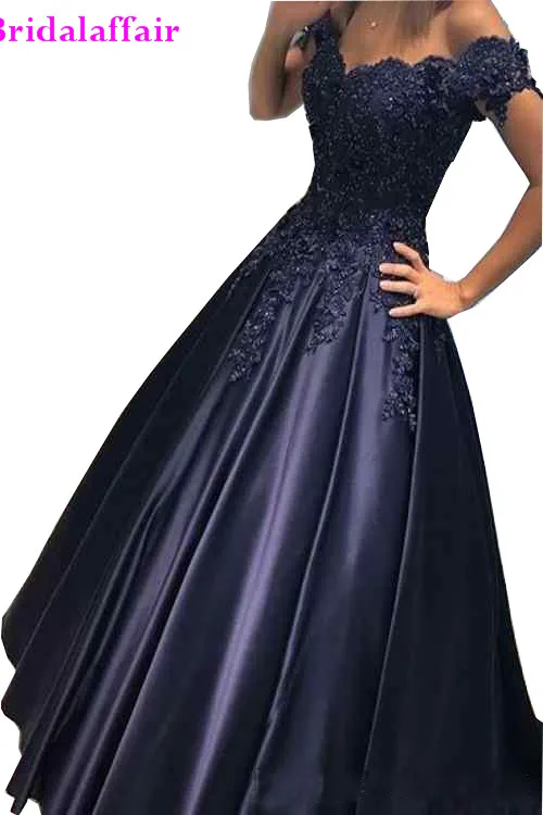 

A-line Prom Dresses V-Neck Off The Shoulder Sleeveless Zipper Sweep Train Satin with Evening Dresses Party Gowns