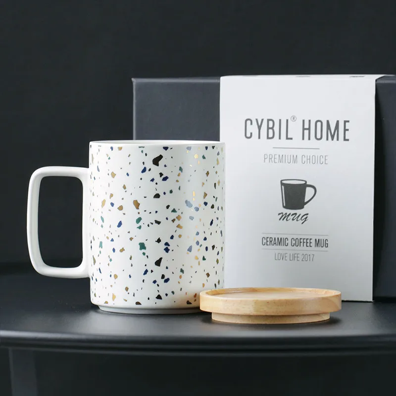 

Fashion gold blue and green spots matte ceramics mug cups coffee cups gift sets