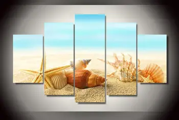 

Top Selling Seashells Starfishes Beach Group Painting Wall Art Canvas Oil Painting 5 Pcs Unframed Wall Pictures For Living Room