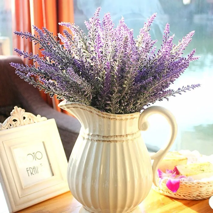 

1pcs Provence lavender flower silk tomentum artificial flowers grain decorative fake flores bouquet Simulation of aquatic plan