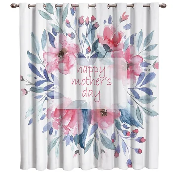 

Happy Mother's Day Flower Living Room Decor Bathroom Outdoor Kitchen Fabric Decor Window Treatment Sets Curtains And Drapes