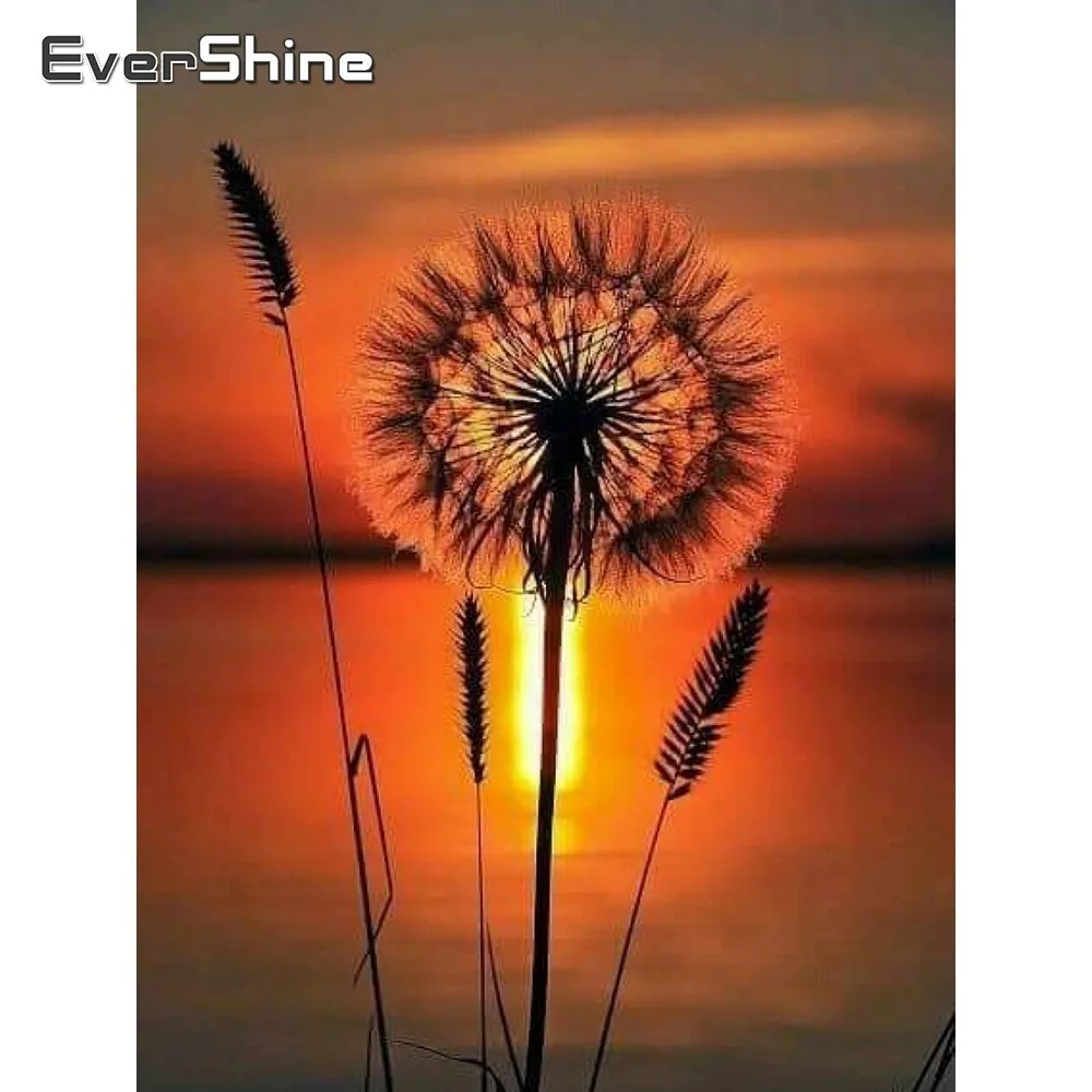 EverShine Одуванчик краска с бриллиантами полная квадратная Алмазная вышивка