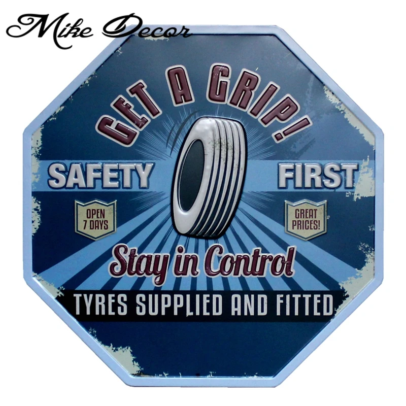 Discount Mike Decor Stay In Control Tyres Metal Plaque