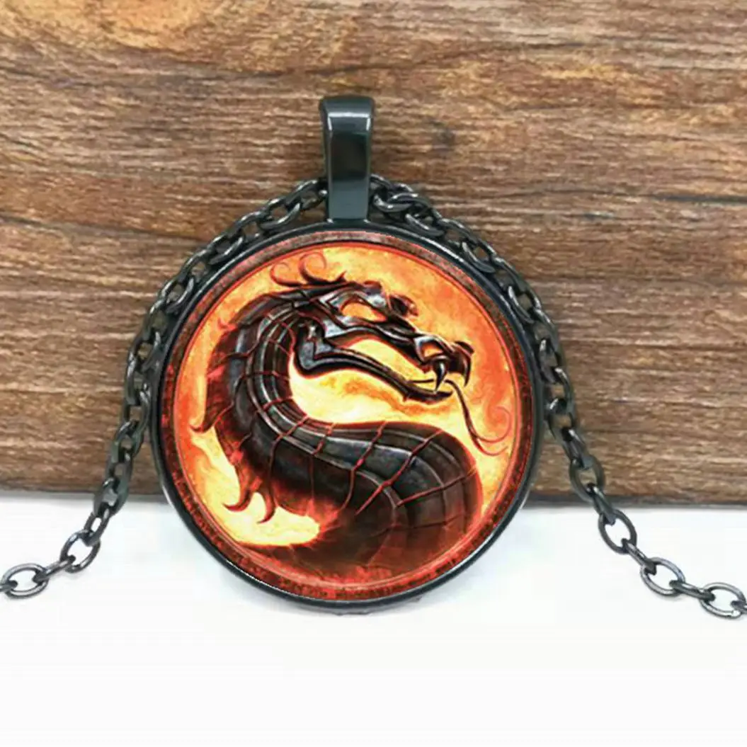Новая мода Дракон ожерелье s Mortal Kombat кулоны в форме стеклянного купола ювелирные изделия ожерелье кулон