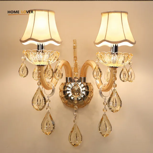European Design Led Luxury Hanging K9 Crystal Wall Lamps Bedroom European Design Led Luxury Hanging K9 Crystal Wall Lamps Bedroom Headboard Bedside Lamp Sconce Light