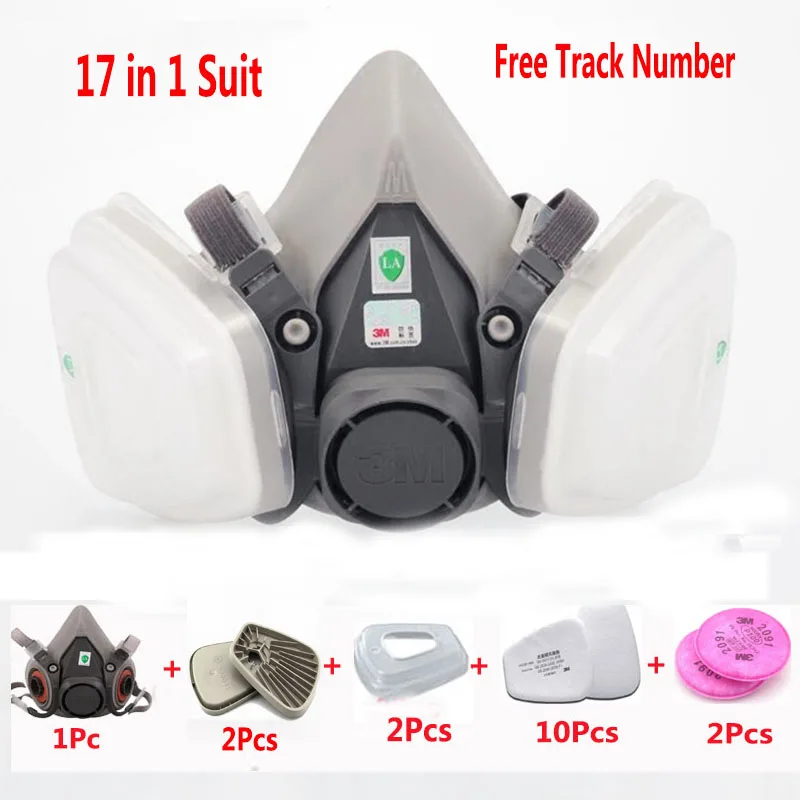 

17 in 1 Suit 3M 6200 With 603 Safety Security Half Face Anti Dust Mask Painting Spraying Gas Mask Dust Proof Respirator