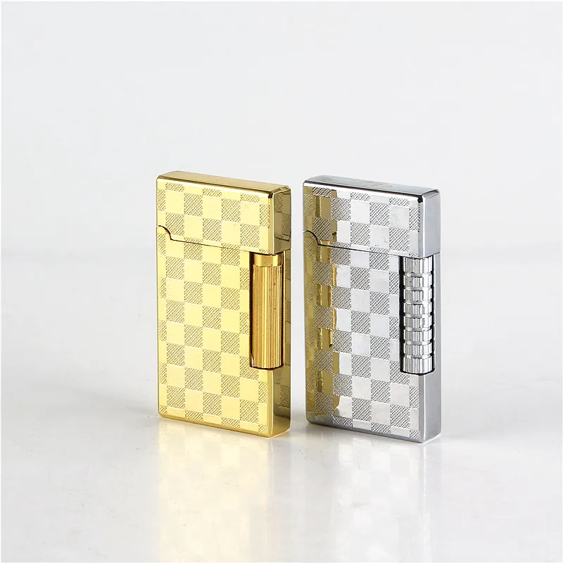 

Cigarette accessories Butane gas lighter Thin square shape Side ignition Steel sound Wheel lighter DC-801-2