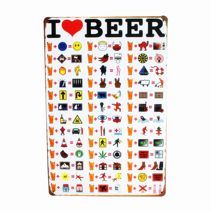 Винтажное пивное меню с надписью I LOVE BEER металлические жестяные вывески в стиле