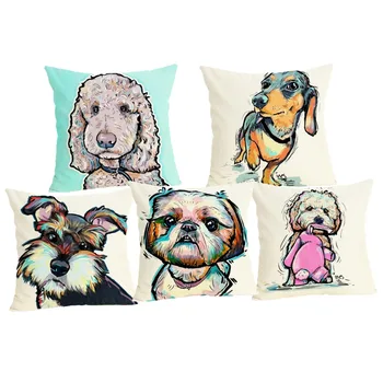 

Dog Cushion Cover Home Decor Cushion Case Houseware Throw Pillowcase Linen Square 45x45cm Cushion Cojines
