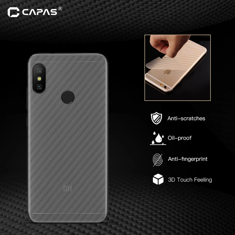 

3pcs For Xiaomi Redmi Note 6 Pro Carbon Fiber Grain Film 3D Back Film Clear Transparent Rear Protective Guard Anti-Scratches