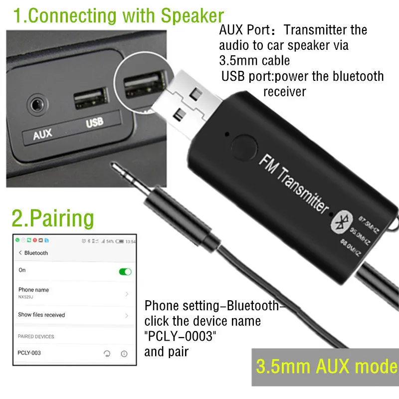2 в 1 Bluetooth 5,0 автомобильный комплект громкой связи fm-передатчик беспроводной аудио приемник USB питание для автомобиля Радио MP3 плеер ПК
