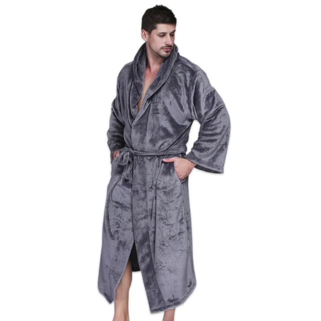 Plus size XXXL 160KG bathrobe for men hooded robes Winter long sleeved