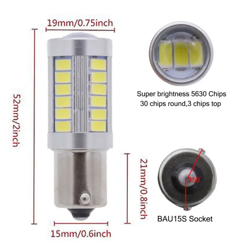 156PY огни белый сигнал светодиодный PY21W 33SMD 5630 Резервное копирование лампа AC/DC 12V 24V 4 шт. Новые приятные