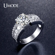 UMODE Romantic Cubic Zirconia Wedding Engagement Rings For Women white Gold Plated Fashion Jewelry Female Bijoux
