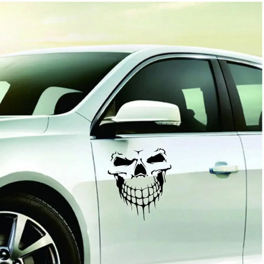Big 40*36cm Car Stickers Skull Head Reflective Vinyl Car Styling Car-covers Acce