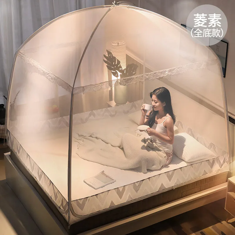 Mongolian yurt mosquito net Household 1.8m bed double 1.5 m encryption thickening 2018 new three-door 1.2 m