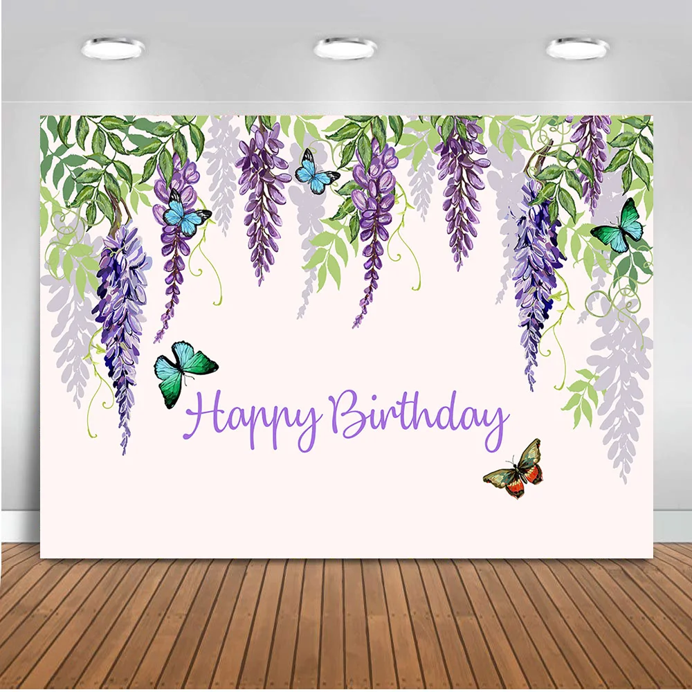 

Neoback Garden Butterfly Background for Photo Studio Birthday Theme Party Decoration Banner Photography Backdrop Printed 419