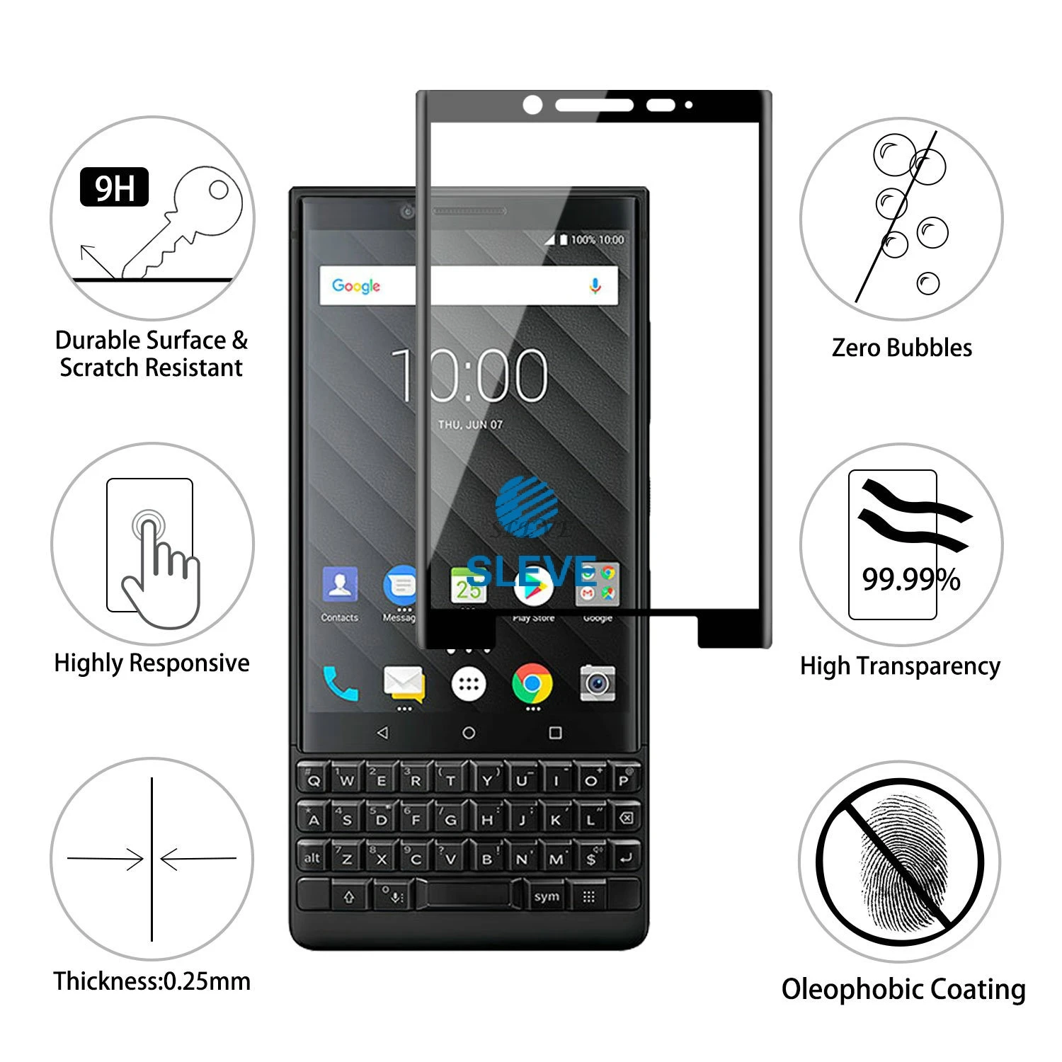 Закаленное стекло для BlackBerry KEY2 Защита экрана два искусственных зерна Athena